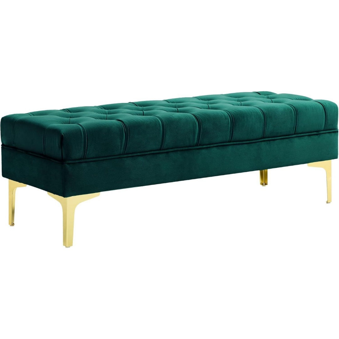 panche contenitore verde velluto per ingresso letto