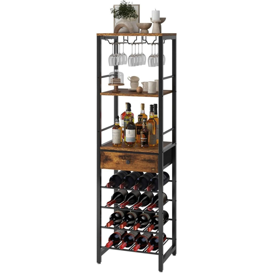 porta bottiglie e armadietti da vino marrone per sala pranzo con ripiani