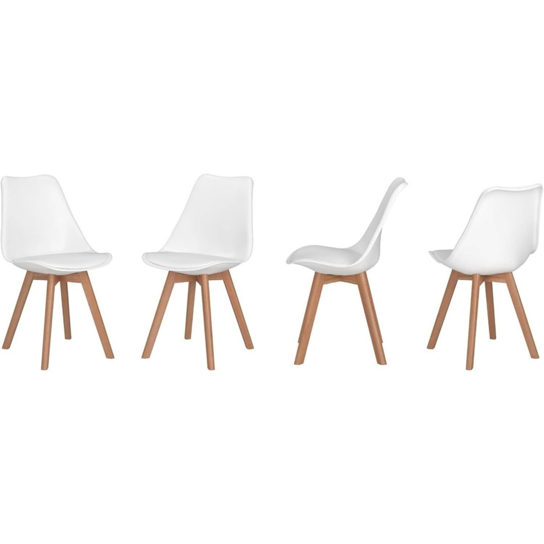 sedie bianco legno massello per sala da pranzo con cuscini