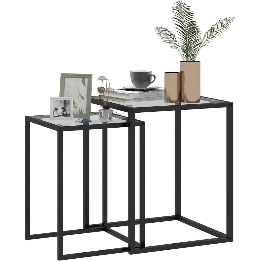 tavolini sovrapponibili nero vetro temperato