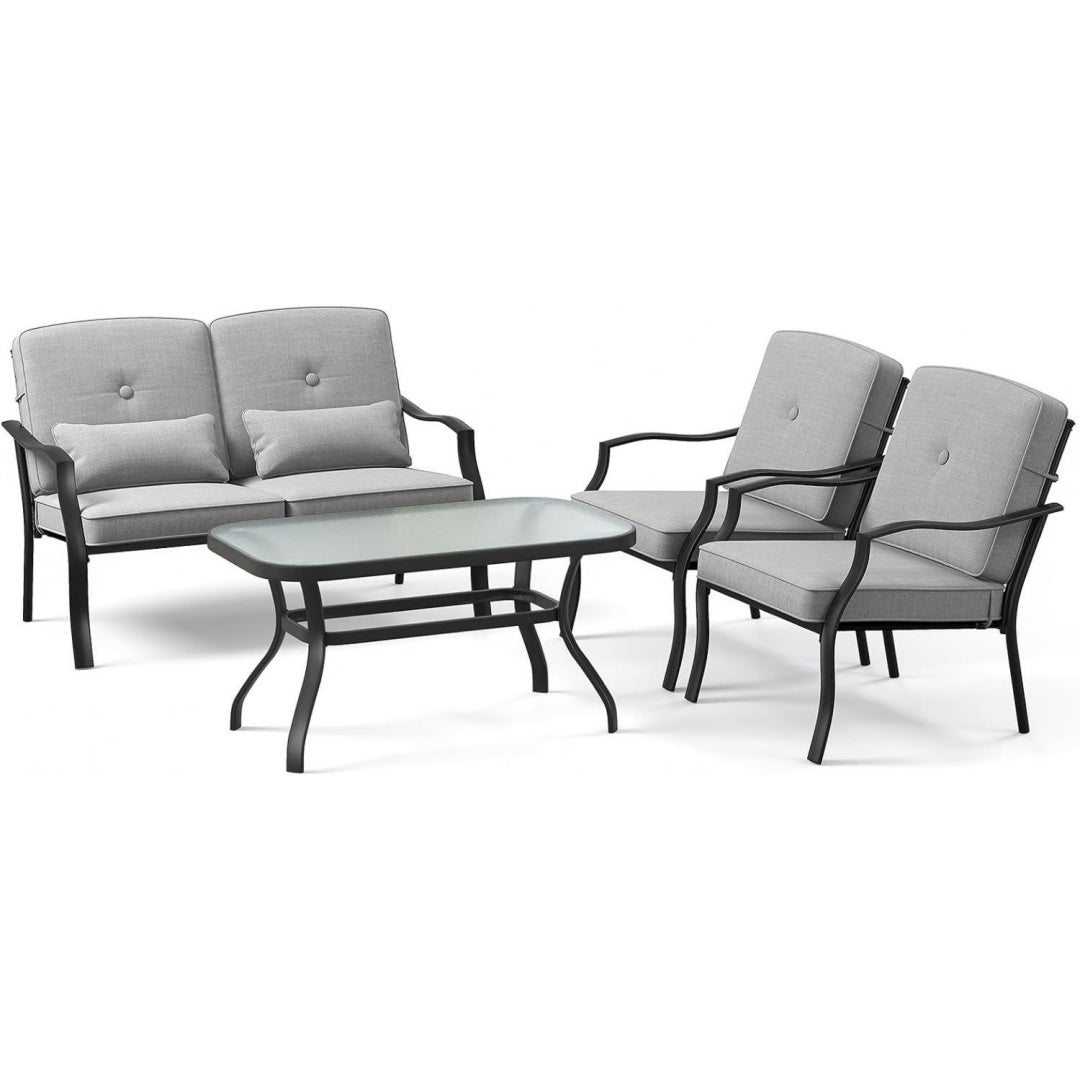 set divani grigio vetro temperato con cuscini