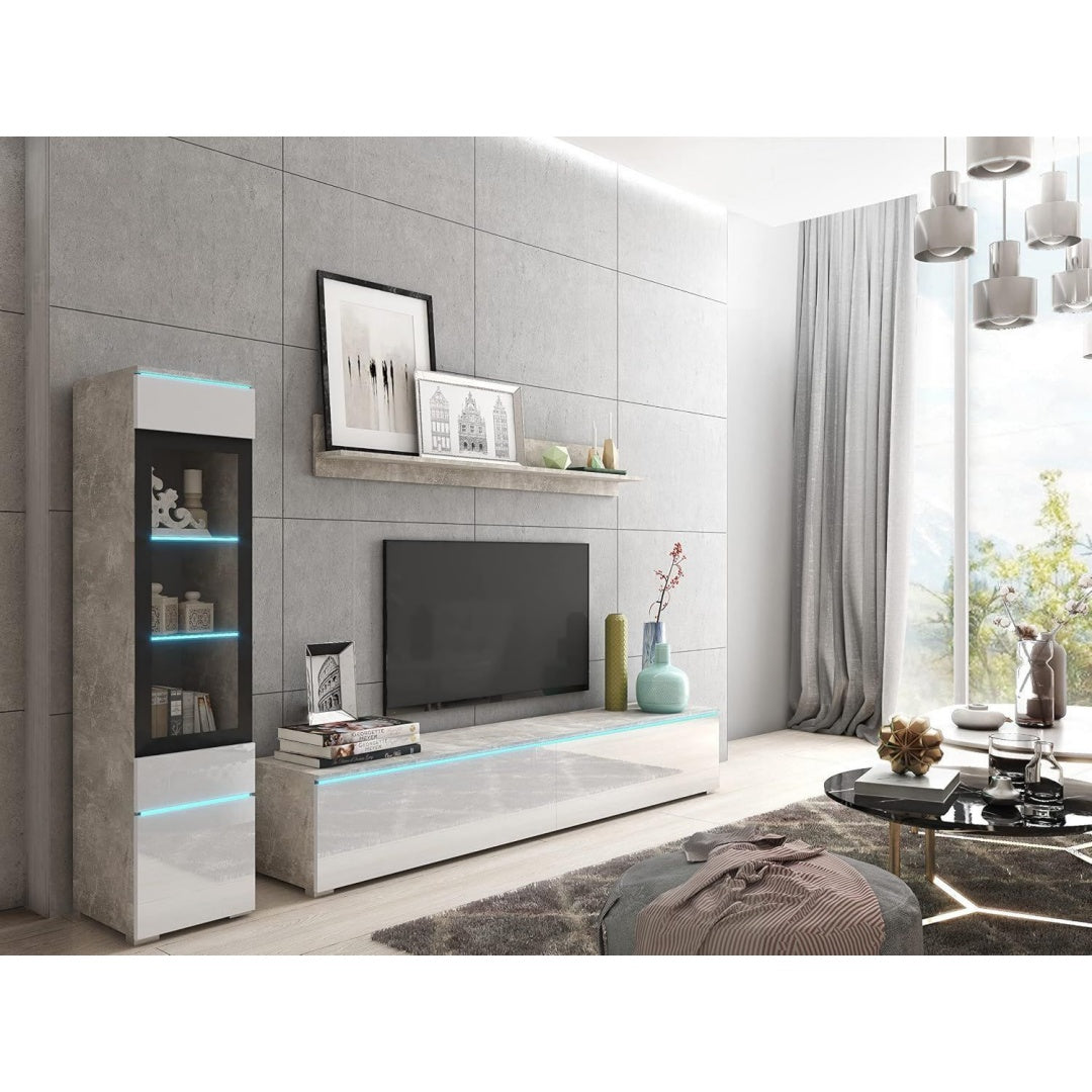set soggiorno bianco illuminato a led 4